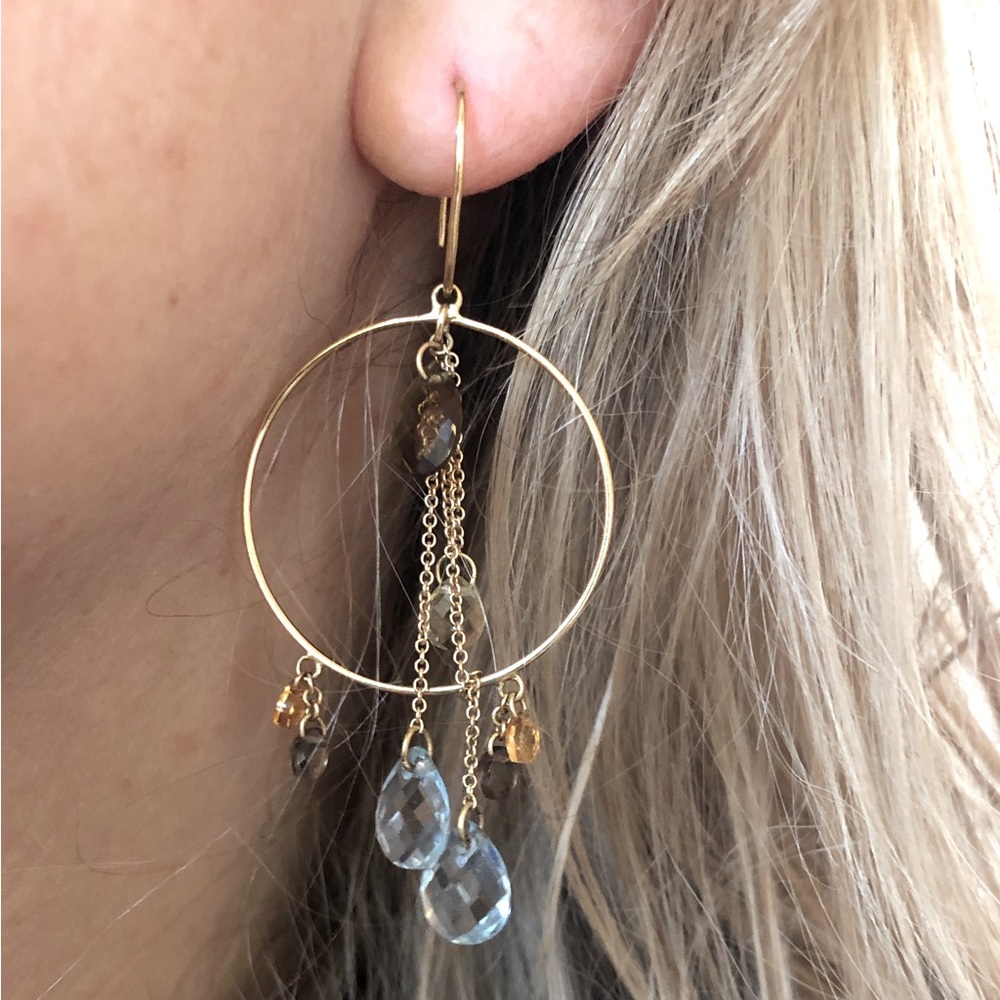 Bailey Banks Biddle Solid 14K Yellow Gold Gemstone Drop Dangle Earrings